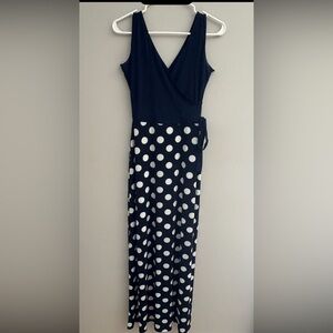 Gilli Navy and White Polka Dot Maxi Dress
